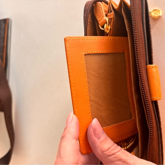 Rioni Brown and Orange Crossbody Bag with matching wallet - Picture 9 of 16